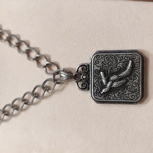Vintage Chunky Silver Chain Necklace With Flying Bird Pendant